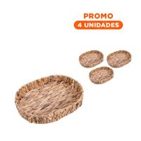 Pack4 Estuche Decorativa Ovalada Grass 32x24x4.5cm Para Casa Mostaza Y+Regalo Sticker