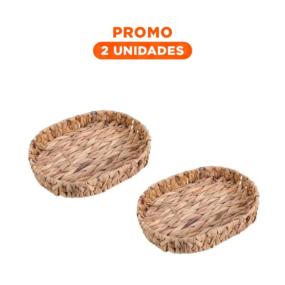 Pack2 Cajonera Decorativa Ovalada Grass 32x24x4.5cm Para Casa Mostaza