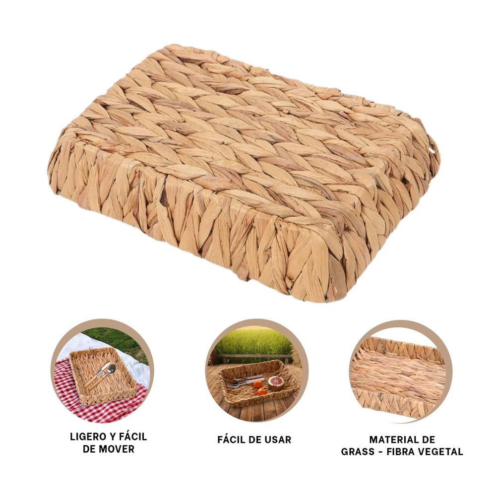 Cesta tejida rectangular Grass 28x19x4cm Mostaza para guardar productos Y+Ligas Regalo