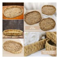 Bandeja tejida ovalada Grass 29x20x4.5cm mostaza para almacenar ropa y accesorios