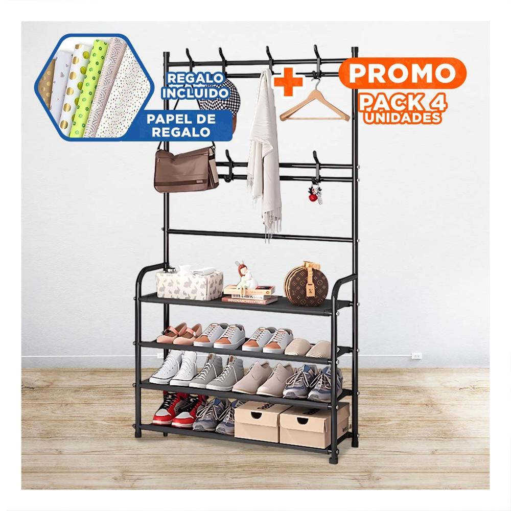 Pack4 Soporte Curvo con Zapatera Negro para Mantener Orden Y+Papel Regalo