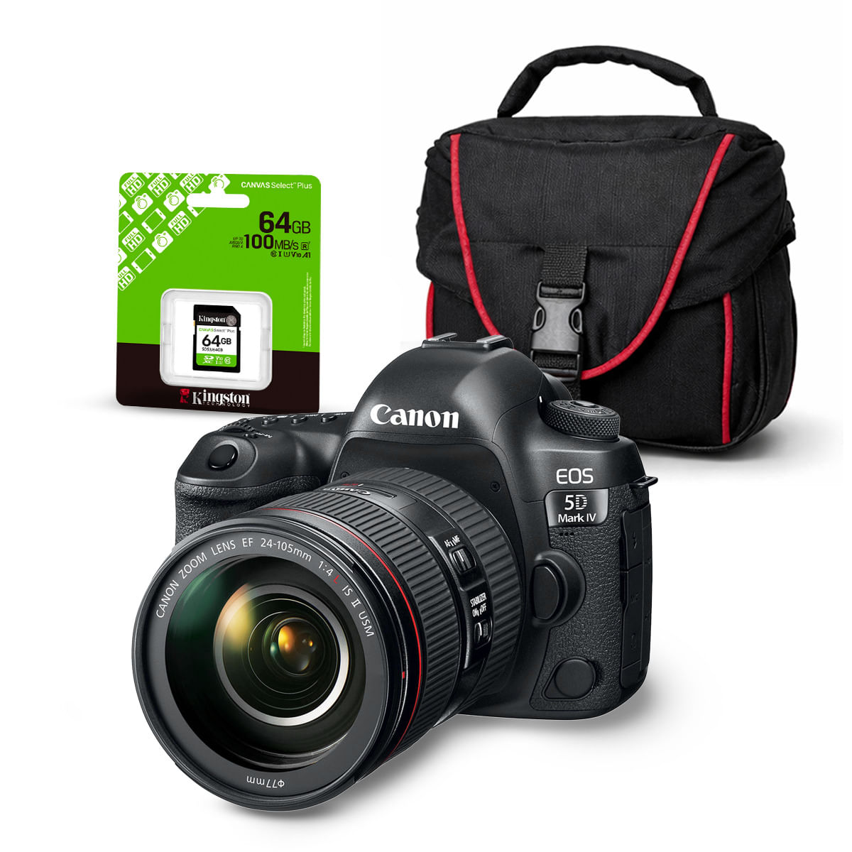 Cámara Canon EOS 5D Mark IV y Lente 24-105mm f4L IS II USM y Kit Básico de accesorios