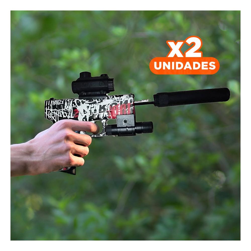 Pack2 Lanzador Hidrogel Silenciador Chica para Juego Infantil Y+Regalo Sticker