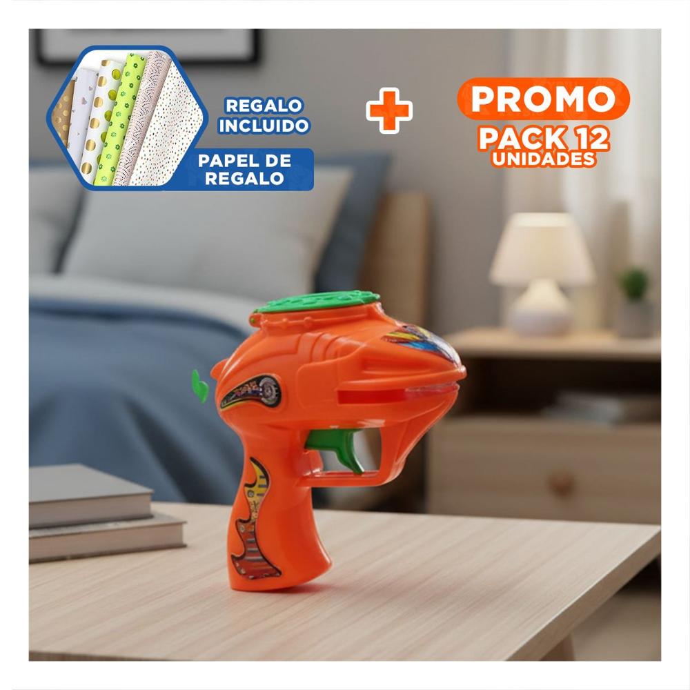 Pack12 Dispositivo Anaranjado Lanza Dardos en Blister para Juegos de Niños Y+Papel Regalo