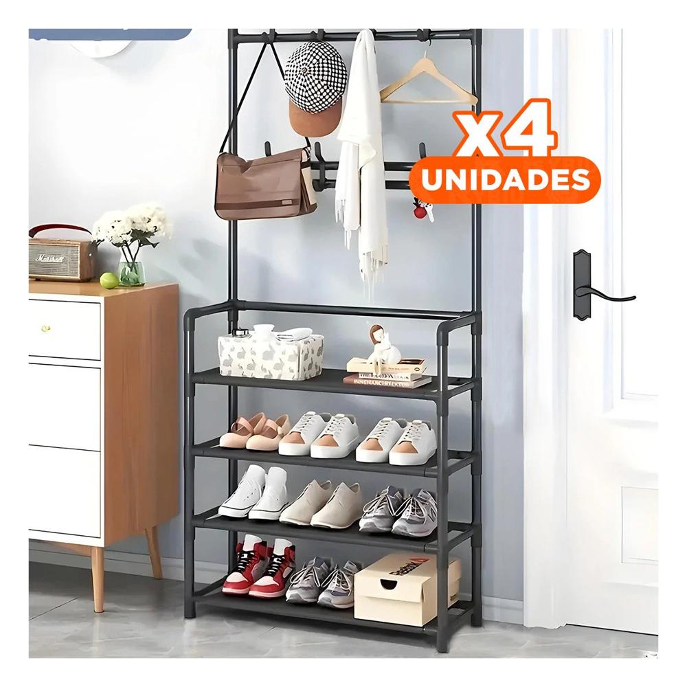 Pack4 Modulo Recto con Percheros Negro para Zapatos