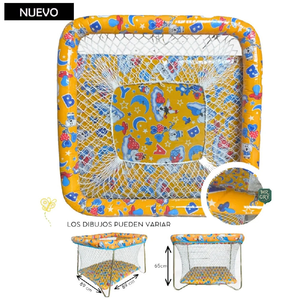 Corral Plastificado Plegable Brama con Diseño 89cm de largo alto 65 Amarillo