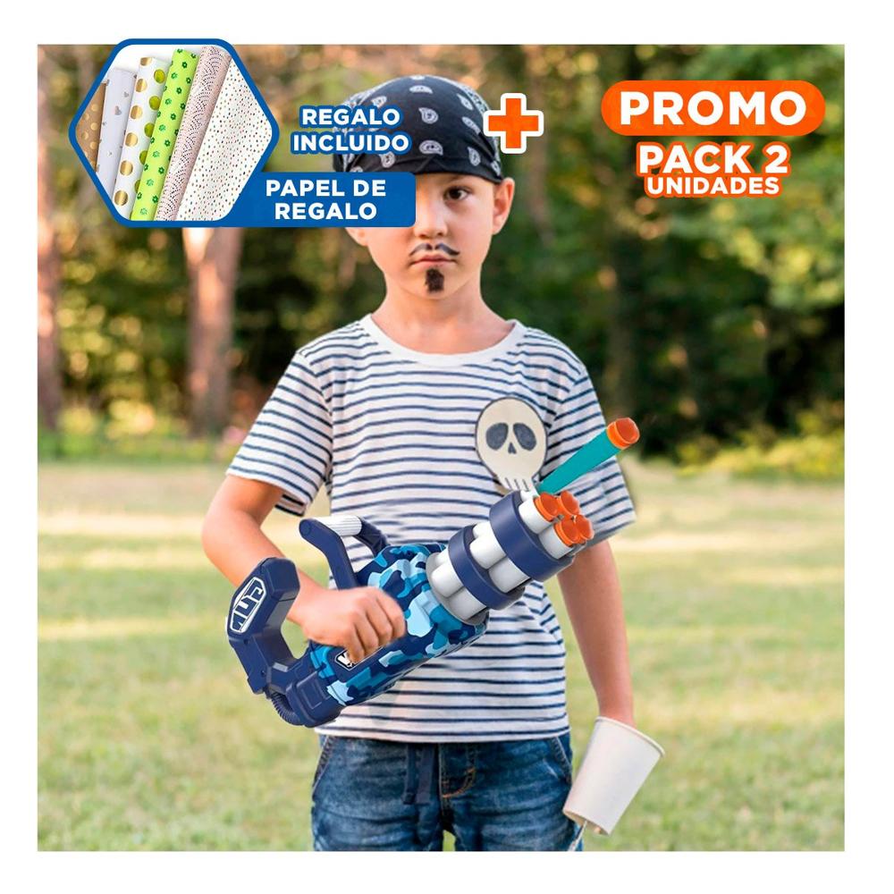 Pack2 Juguete Lanza Dardos Azul para Niños Seguro y Alegre Y+Papel Regalo