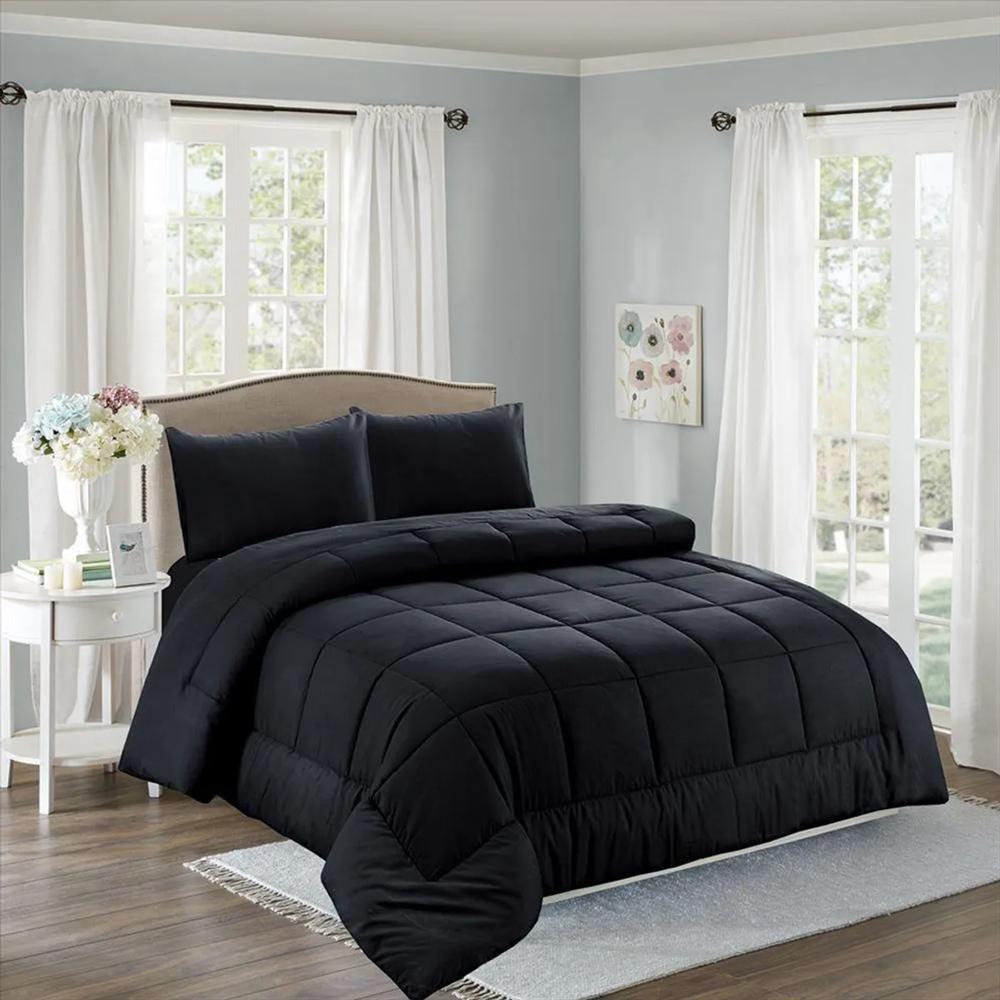 Edredón y Juego de sábanas Queen size Algodón - Negro