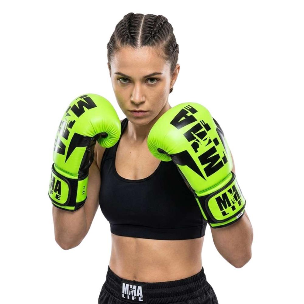GUANTES DE BOXEO VERDE MODELO MMA LIFE REAL FITNESS PERU
