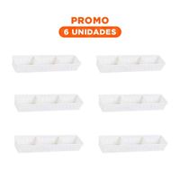 Pack6 Contenedor Organizadora Ajustable con Tableros 34.6x12x5cm Blanco Compacto