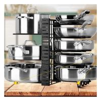 Rack Base para Tapas y Ollas Negro Ajustable Cocina Y+Papel Regalo