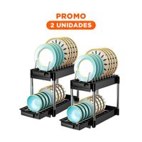 Pack2 Base Funcional Negro 2 Niveles con 2 Cajones Deslizables para Ambientes