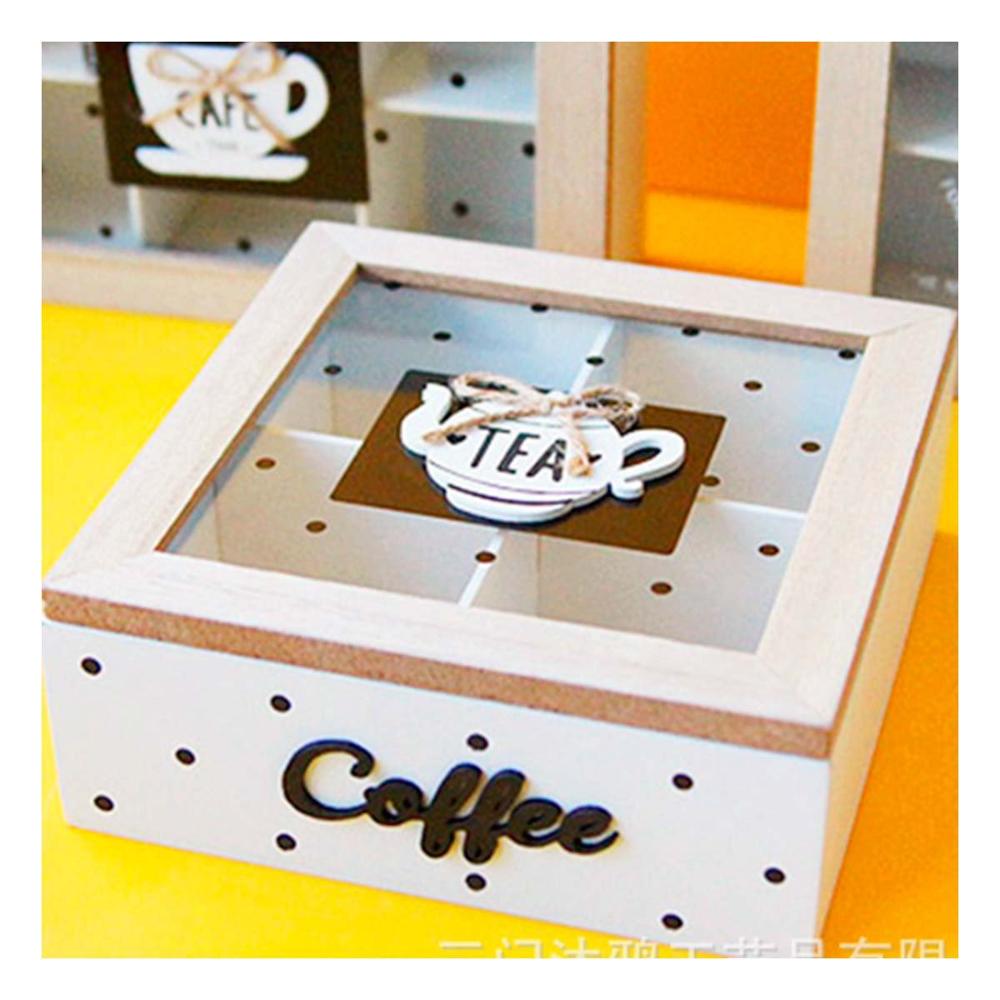 Estuche de Madera con Separadores para Te y Cafe Blanco Casa Hogar Decoracion Y+Regalo Sticker