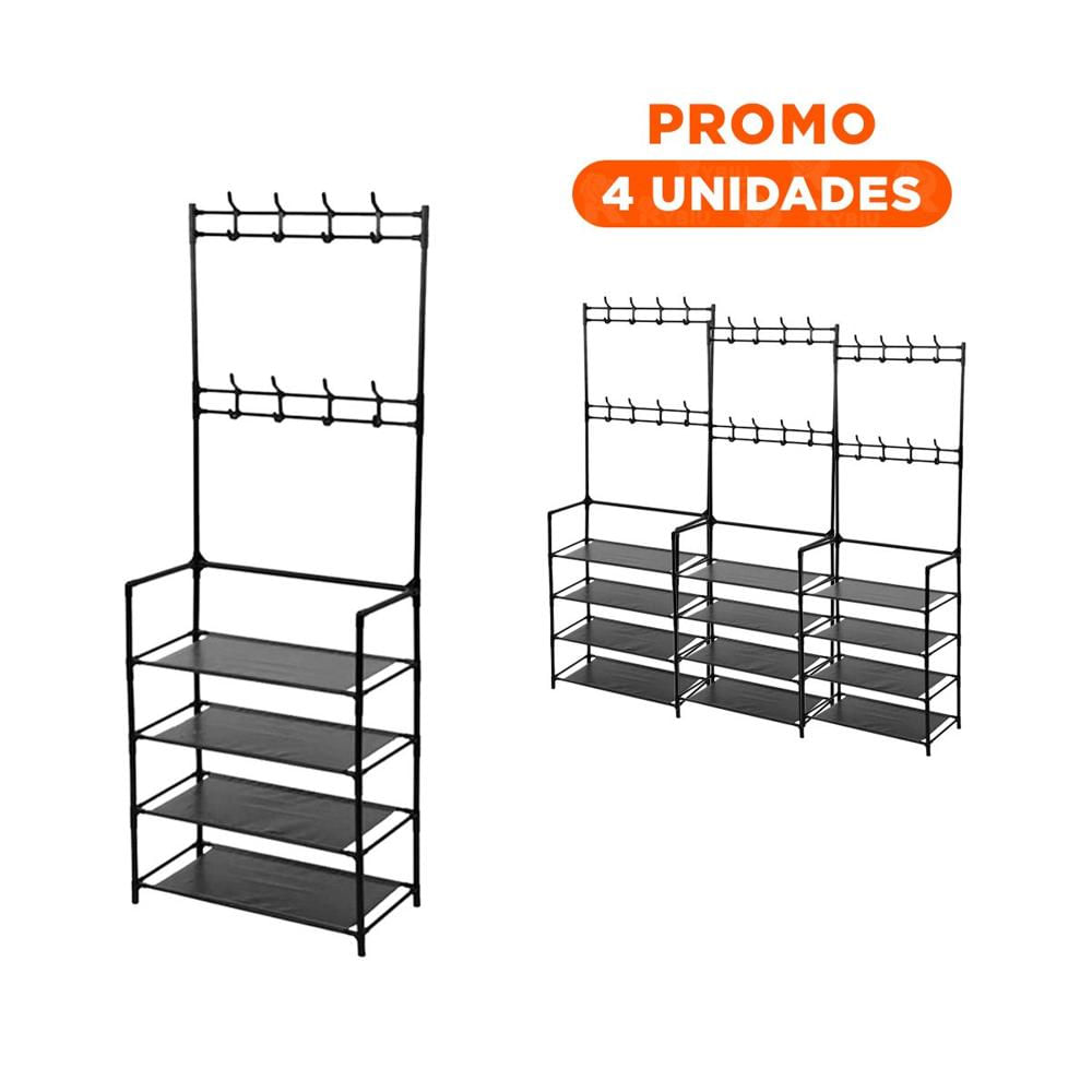 Pack4 Centro Recto con Percheros Negro para Zapatos Y+Regalo Sticker