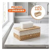 Pack2 Soporte Servilletas Tejido Beige con Forro Tela 20x14x9cm Y+Regalo Sticker