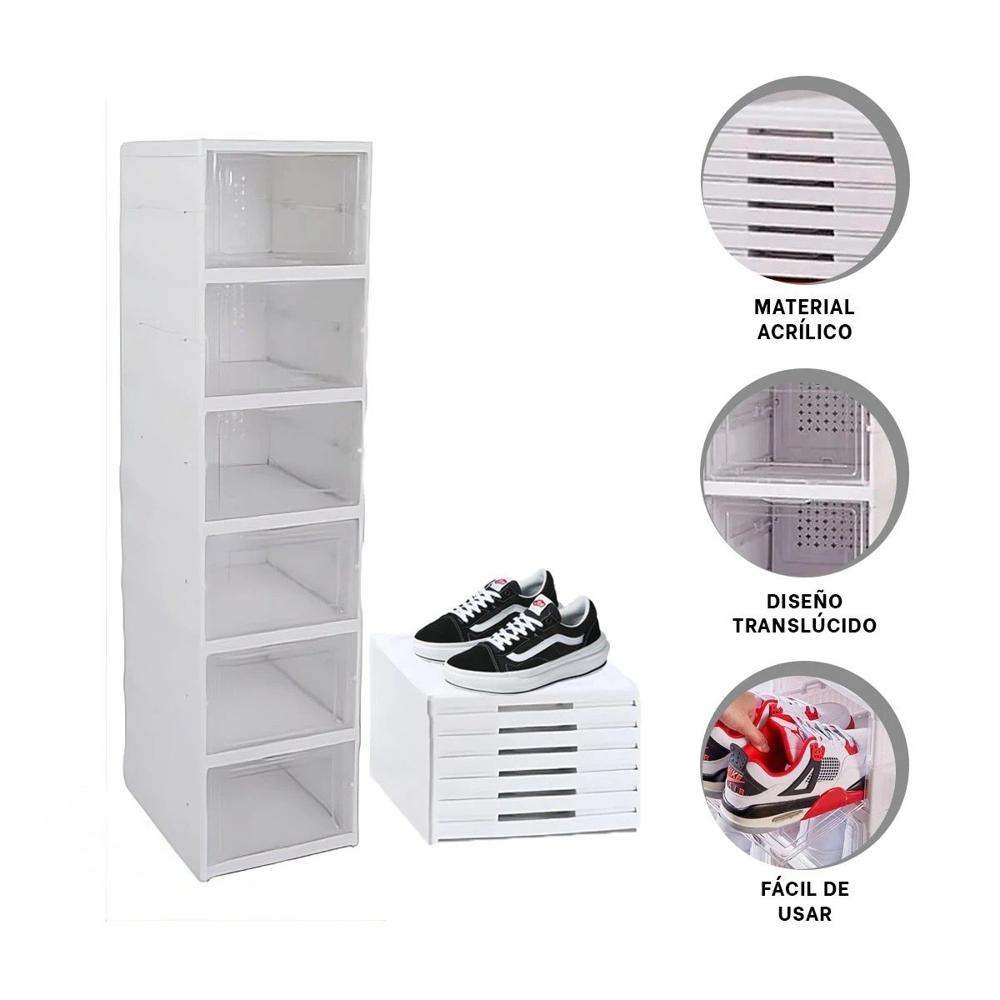 Organizador Blanco Plegable con Tapa para Almacenamiento de Zapatos Y+Ligas Regalo