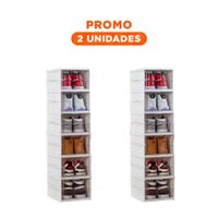 Pack2 Zapatera Blanca Plegable con Seis Niveles y Cubierta Protectora