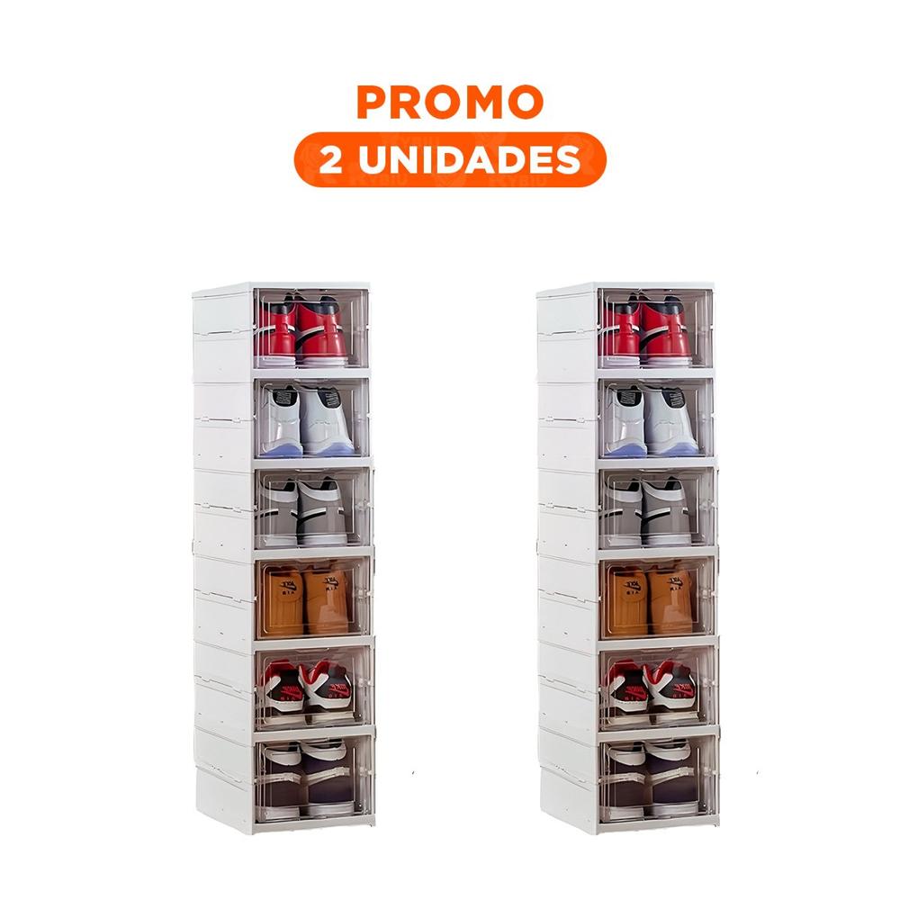 Pack2 Zapatera Blanca Plegable con Seis Niveles y Cubierta Protectora