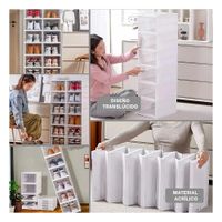 Organizador Plegable de Zapatos con 6 Niveles y Tapa Blanco