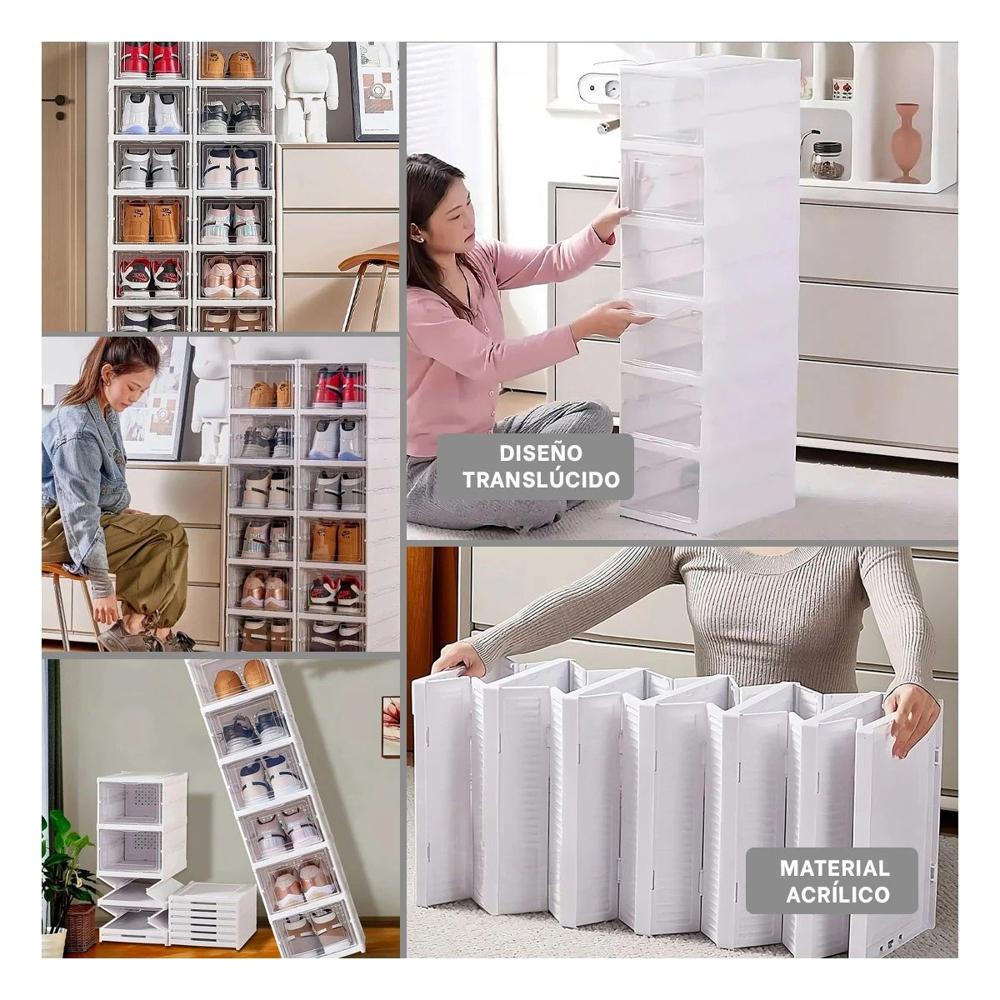 Organizador Plegable de Zapatos con 6 Niveles y Tapa Blanco