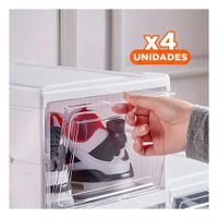 Pack4 Estante Blanco de 3 Niveles para Zapatos con Tapa Negra