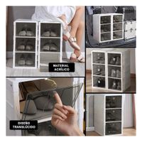 Organizador Plegable de Zapatos con 3 Niveles Blanco y Tapa Negra