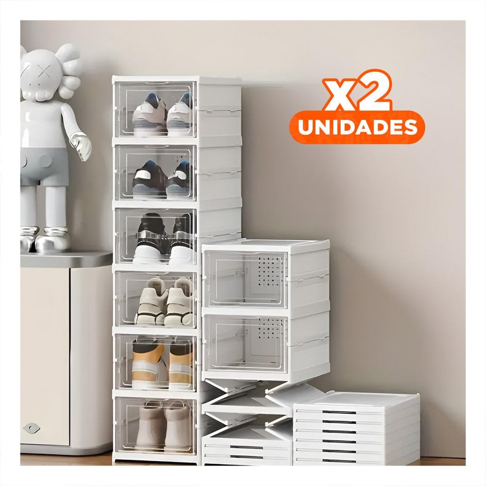 Pack2 Zapatera de Uso Domestico Plegable Blanco con 6 Niveles y Tapa Y+Papel Regalo