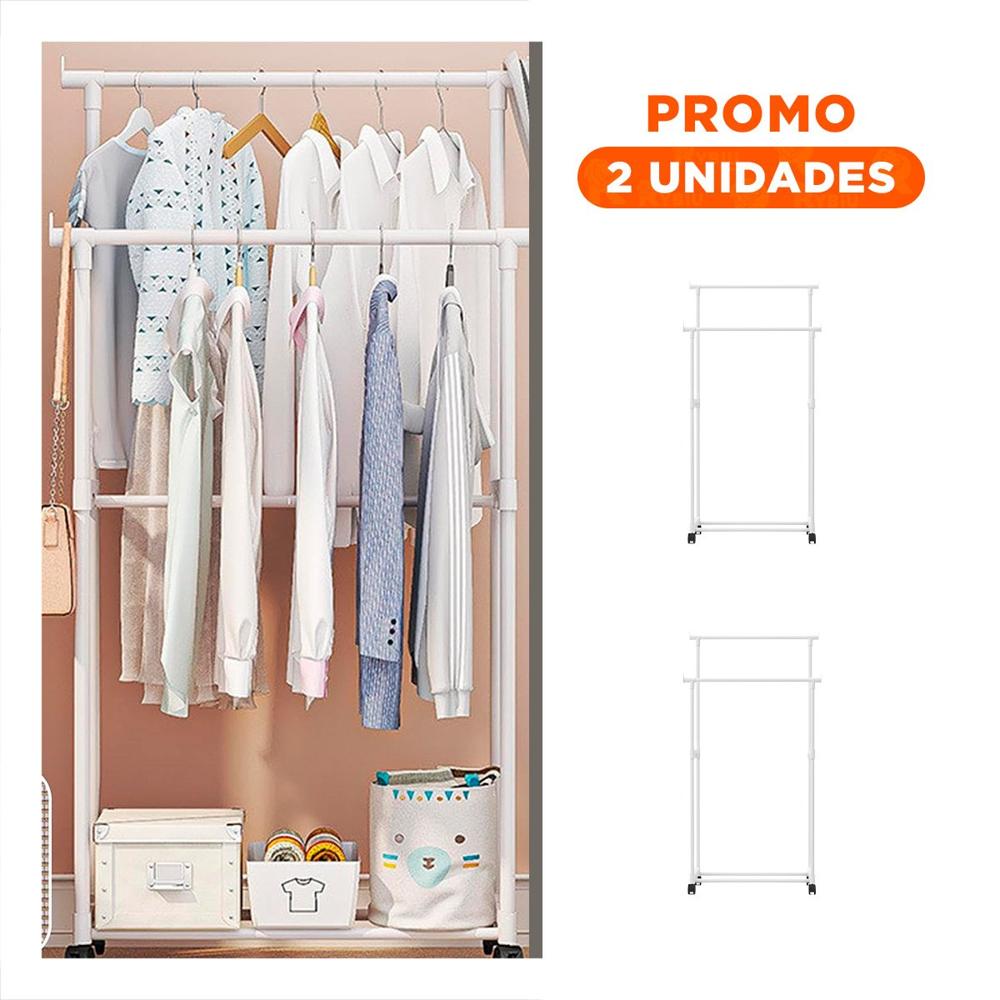 Pack2 Perchero Colgador Doble de Ropa Blanco Duradero y Moderno para Ropa y Accesorios
