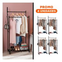 Pack4 Repisa Negro Doble De Ropa para Closet y Casa Y+Regalo Sticker