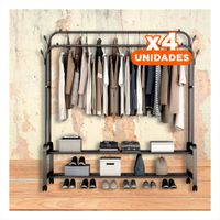 Pack4 Soporte Compacto para Cocina con Colgador Doble y Ruedas Negro Y+Papel Regalo