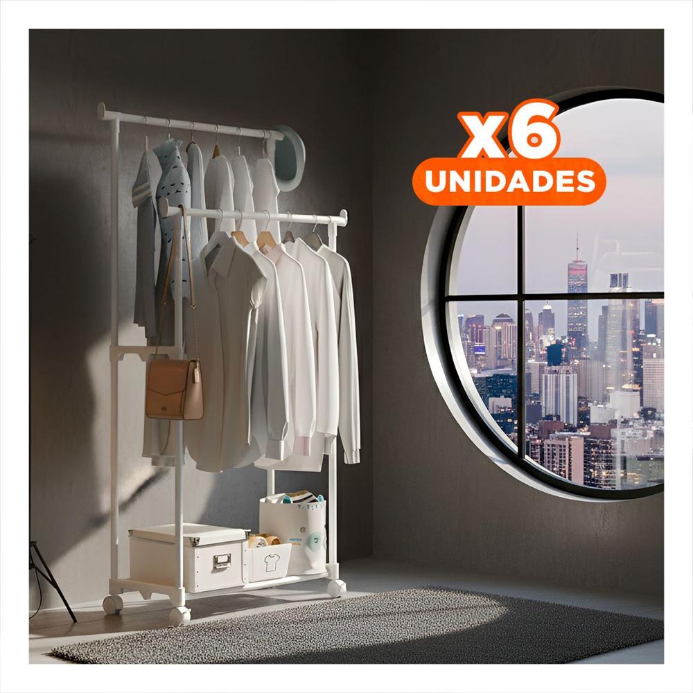 Pack6 Barra Colgador Doble de Ropa Blanco Versatil y Resistente para Ropa Y+Regalo Sticker