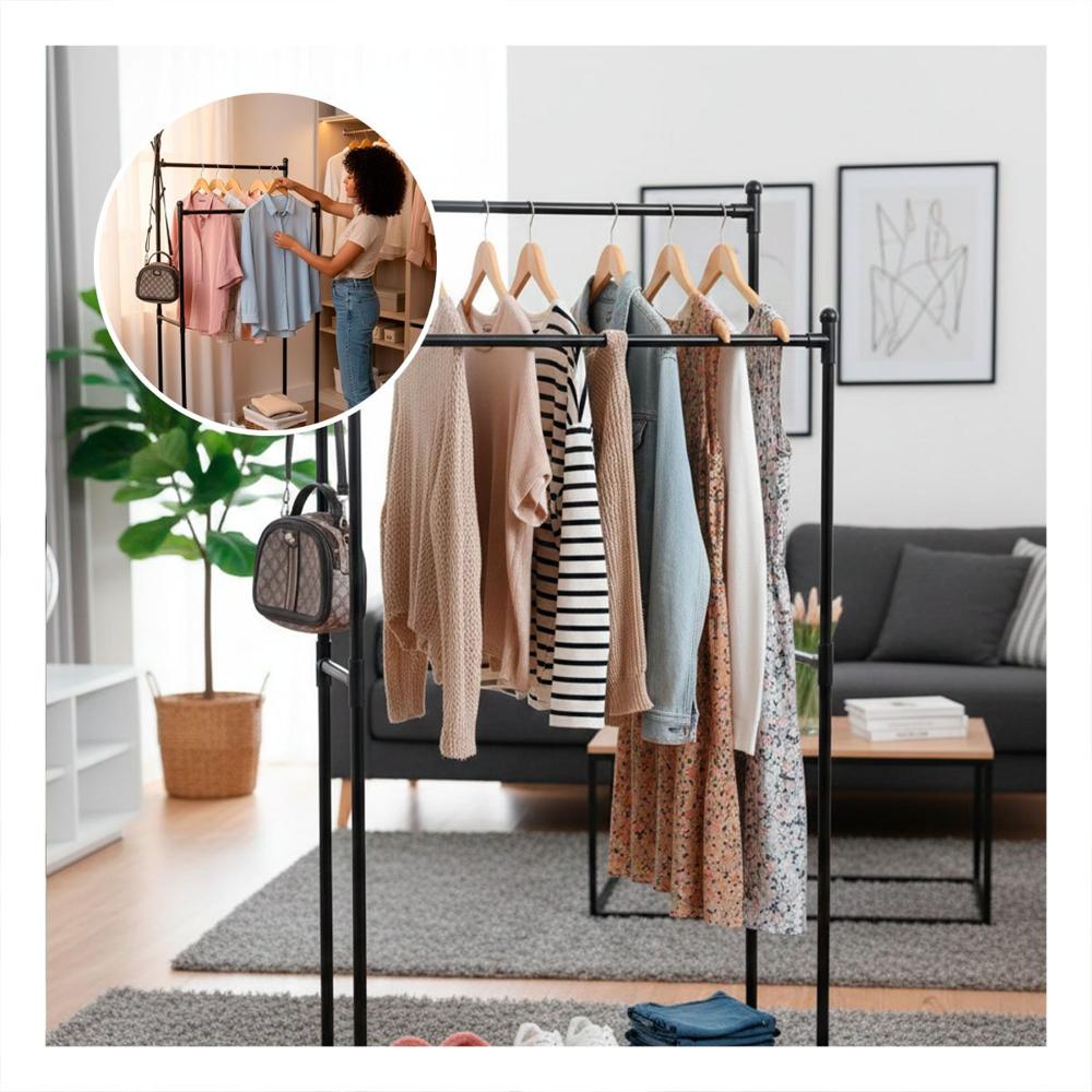 Panel Negro Doble De Ropa Moderno y Facil De Instalar Y+Papel Regalo