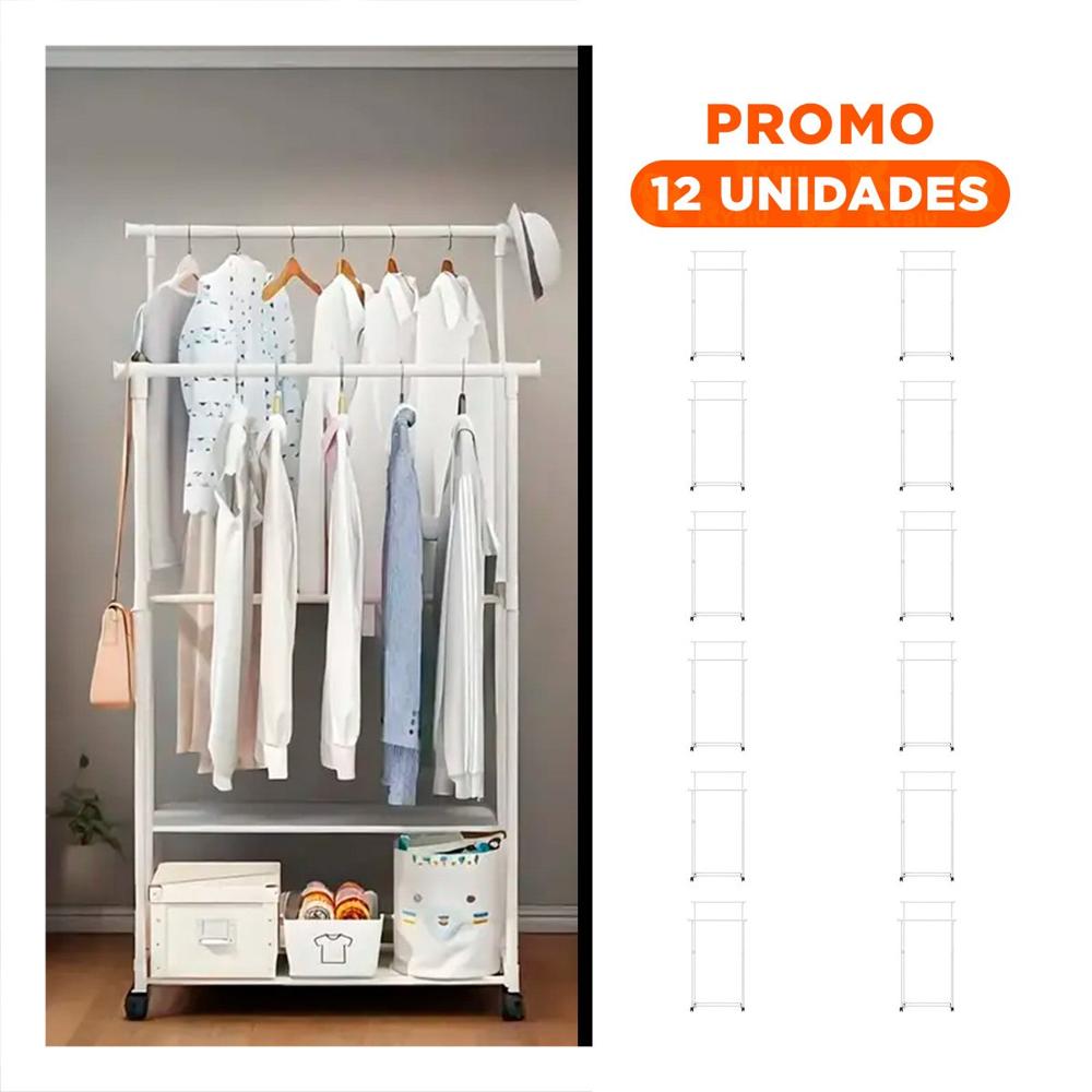 Pack12 Perchero Doble de Ropa Blanco Compacto y Funcional para Organizar Y+Regalo Sticker