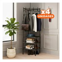 Pack4 Soporte Organizador con Zapatera y Perchera para Hogar y Casa con Uso Interior