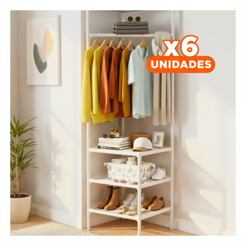 Pack6 Estructura Compacta con Perchera y Soporte de Calzado Y+Papel Regalo