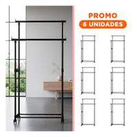 Pack6 Panel Colgador Doble de Ropa Negro Elegante y Practico para Organizar la Ropa