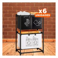 Pack6 Canasto ropa sucia 2 niveles y 3 cestos para casa y hogar negro y blanco Y+Regalo Sticker
