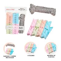 Gancho Innovador de Ropa y Cuerda Multicolor para Dormitorio Y+Ligas Regalo