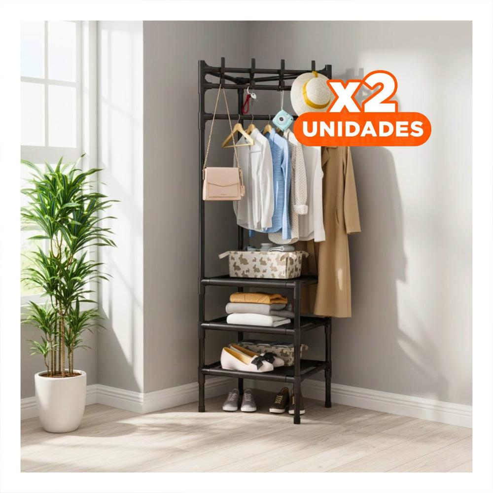 Pack2 Almacenador Organizador con Zapatera y Perchera para Casa y Hogar Y+Regalo Sticker