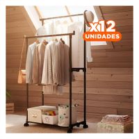 Pack12 Colgador Doble de Ropa Negro Practico y Moderno para Dormitorio Y+Papel Regalo