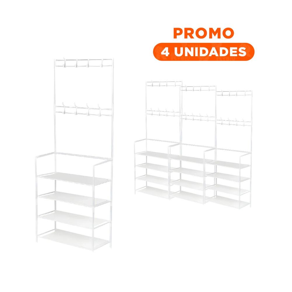 Pack4 Organizador Funcional Blanco con Percheros Recto para Zapatos y Casa Y+Regalo Sticker