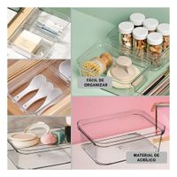 Recipiente Transparente Acrilico Rectangular para Escritorio y Hogar