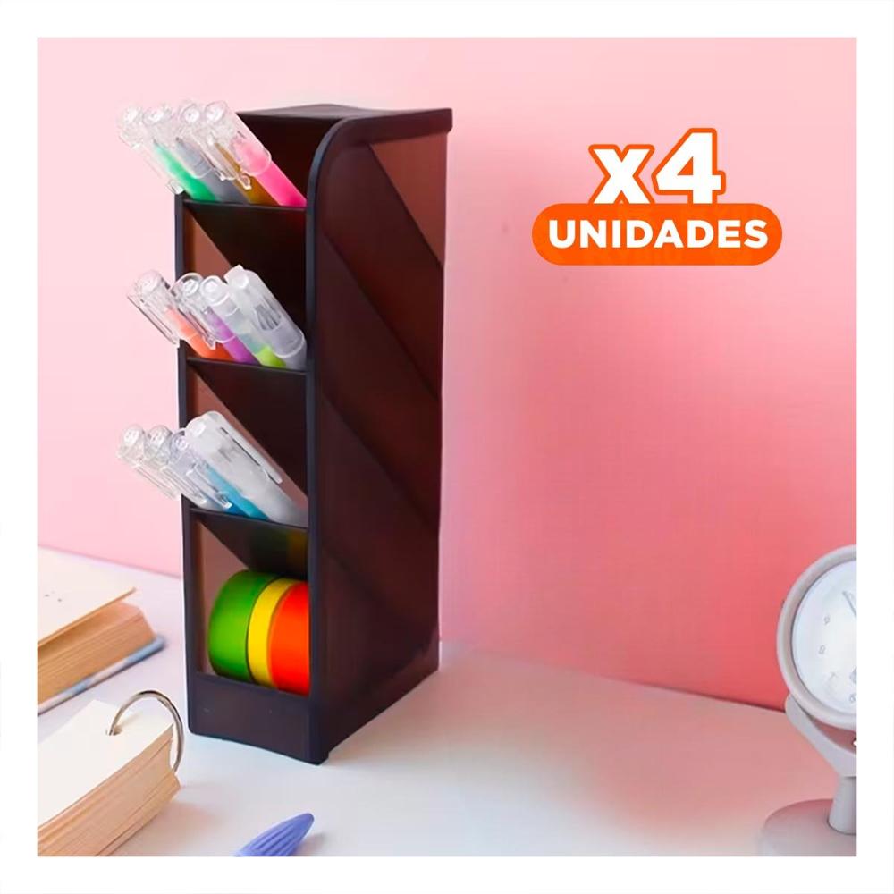 Pack4 Organizador para Escritorio Activo con Cuatro Espacios Negro