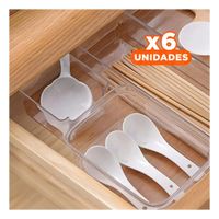 Pack6 Deposito Rectangular Acrilico Transparente para Escritorio y Casa Y+Papel Regalo