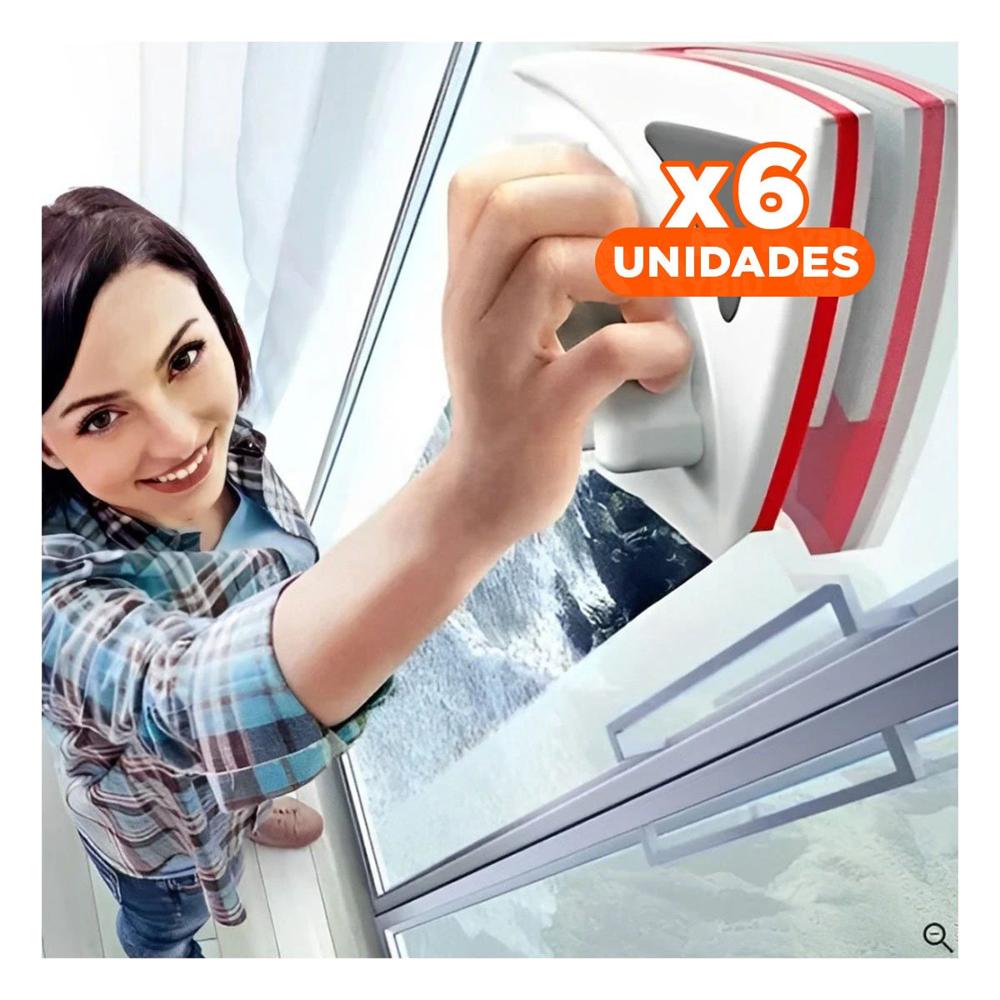 Pack6 Cepillo Magnetico para Limpieza Vidrios Rojo Triangular Suave y Practico Y+Papel Regalo