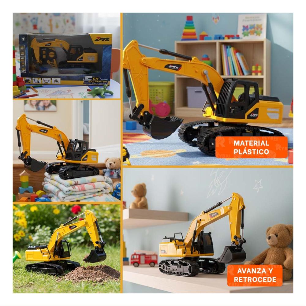 Unidad Infantil a Control Remoto Excavadora Brazo Largo Delantero Amarillo Y+Post It