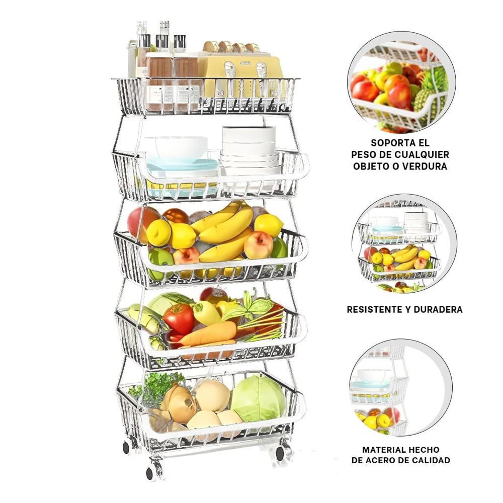 Repisero organizador 5 niveles para cocina acero blanco resistente y funcional Y+Post It