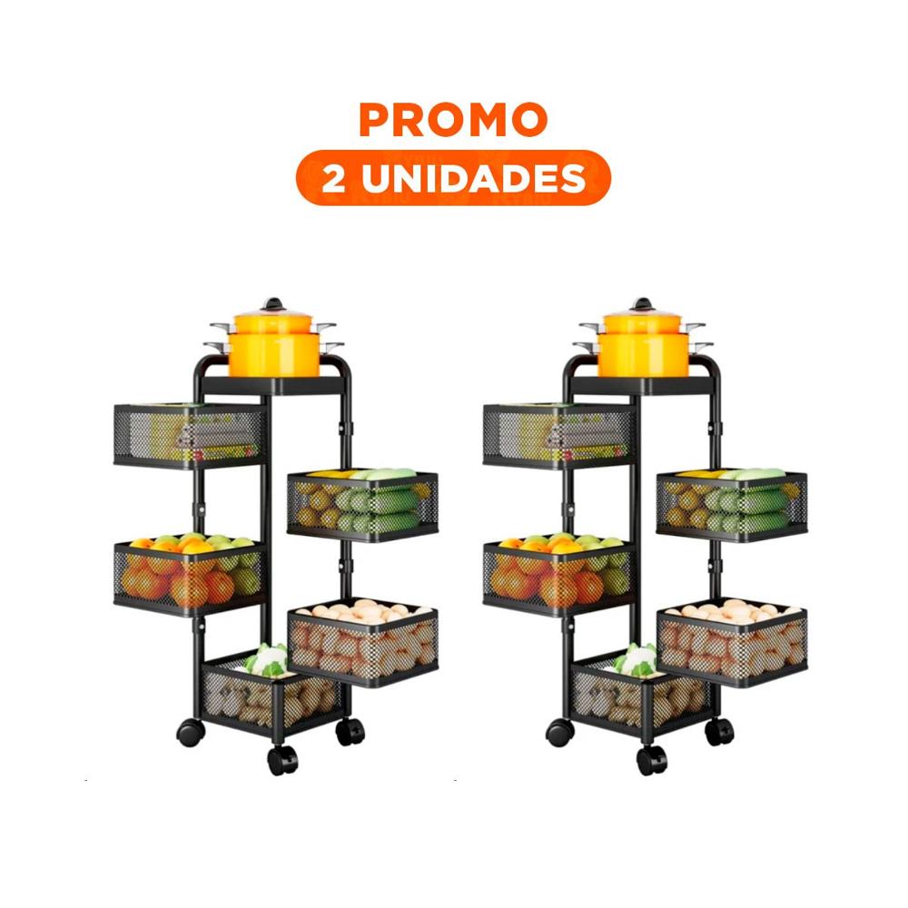 Pack2 Mueble Movil Cuadrado de Cinco Niveles con Llantas para Hogar
