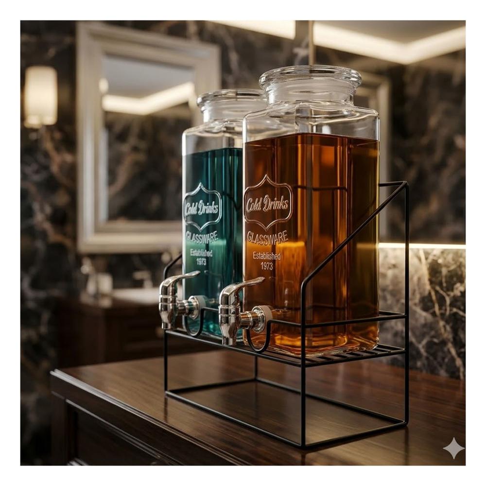 Jarra Doble Bebida 2,2L Transparente con Base para Reuniones