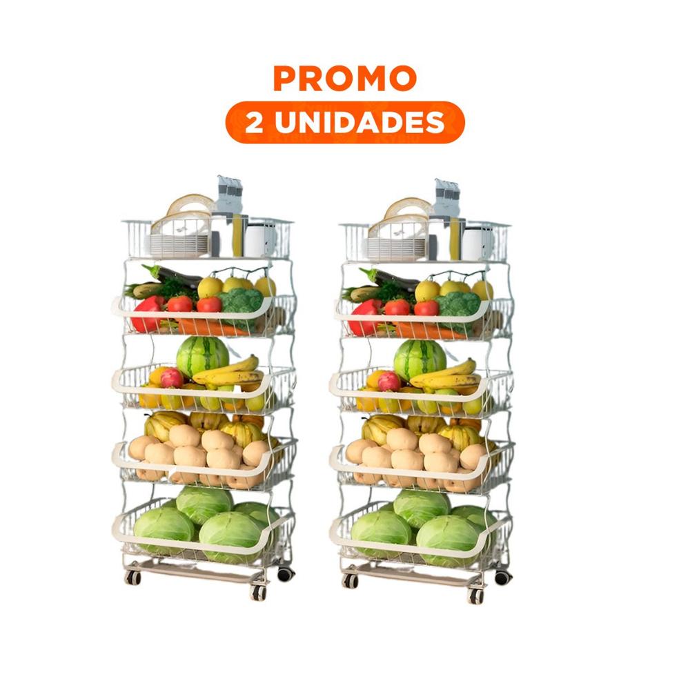 Pack2 Repisero multiuso 5 niveles para cocina acero blanco para guardar utensilios